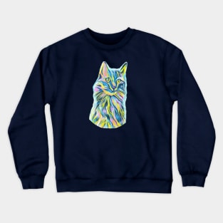 Retro Cat, Long Haired Beauty Crewneck Sweatshirt